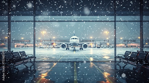  Airport. Got stuck at airport. Snowfall. Airport operations affected by snow, causing delays. © Евгений Федоров