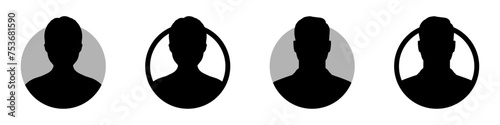 Default anonymous user portrait vector illustration flat vector designs set. Stock image