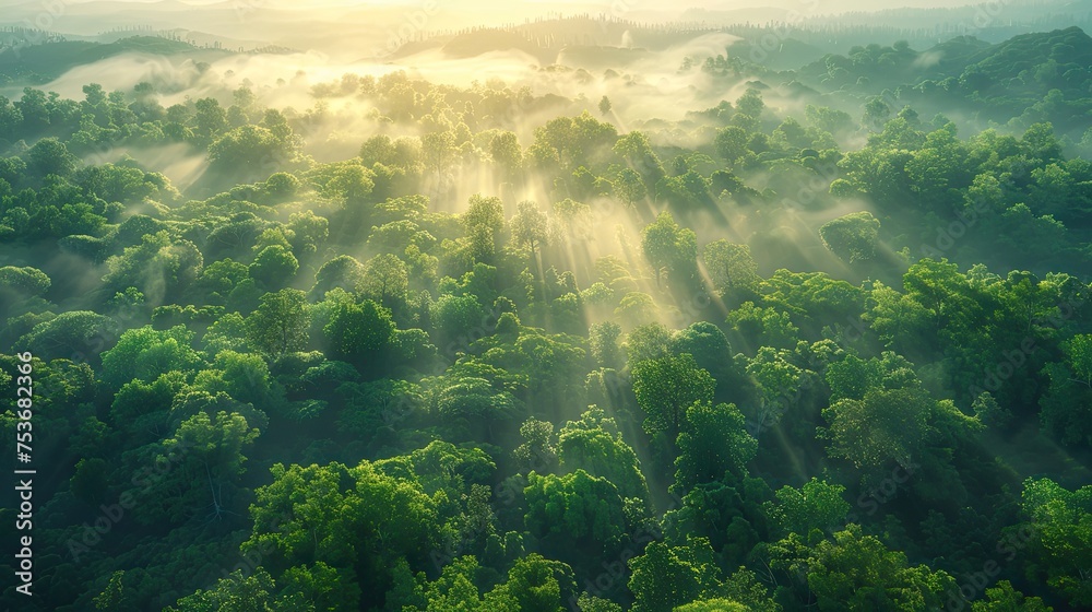 Aerial View of Serene Forest Landscape, Generative AI Aerial View of Serene Forest Landscape, Generative AI