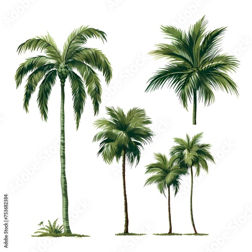 Palmeras de acuarela sobre un fondo blanco.
