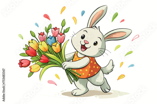a-painted-cheerful-bunny-carries-a-bouquet-of-illustration