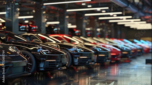 Sports car showroom. Generate AI image photo