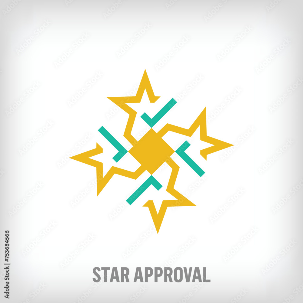 Obraz premium Creative star and check combination logo. Uniquely designed color transitions. Star team and competition logo template moving towards the top. vector.