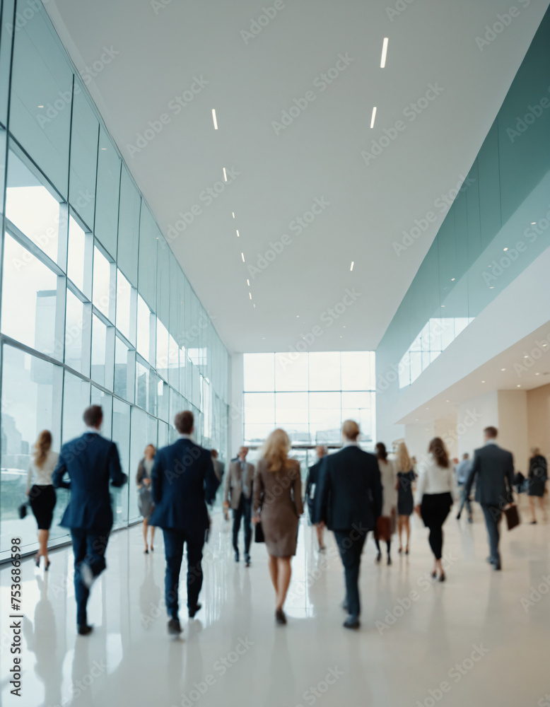 Blurred business people in lobby