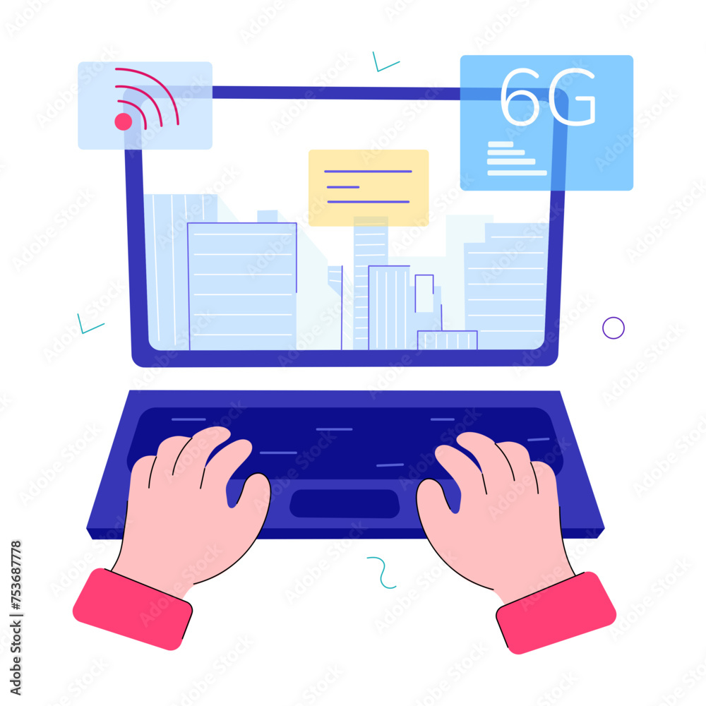 Download doodle mini illustration of 6g technology 