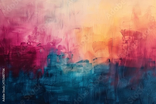 Colorful abstract art created using acrylic and watercolor on canvas. © Kwanruethai