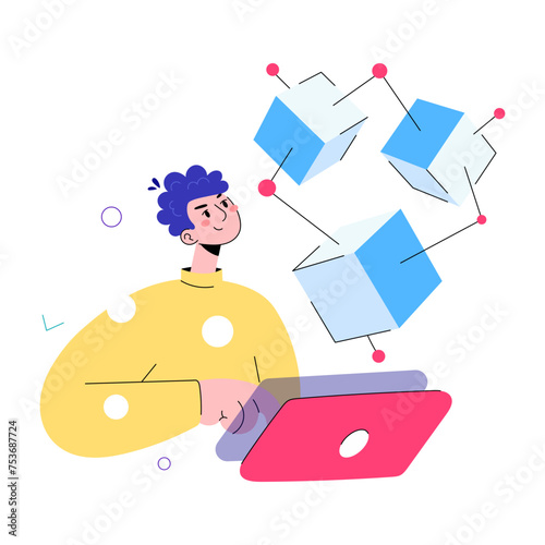 Easy to edit doodle mini illustration of ar technology