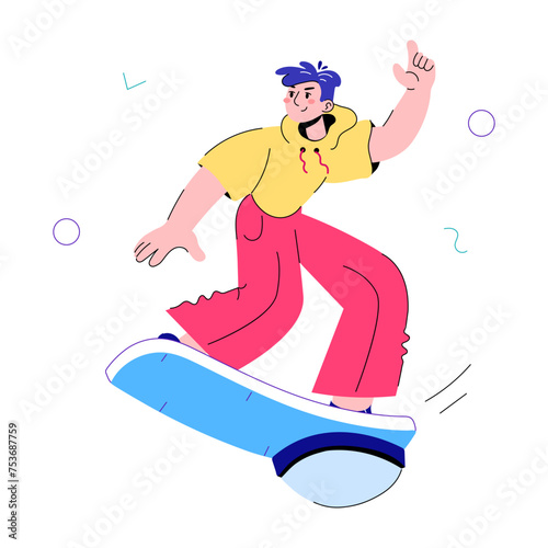 Here’s a doodle mini illustration of flying skateboard 