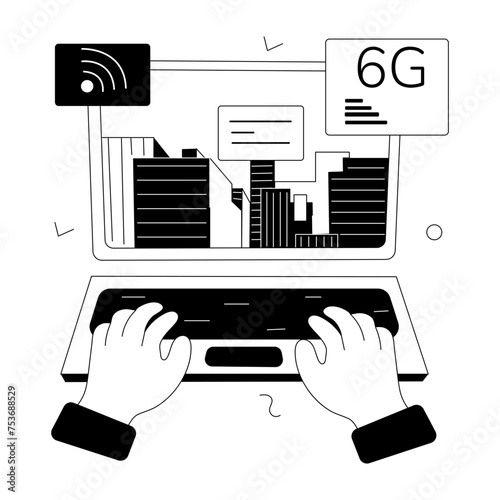 Download doodle mini illustration of 6g technology 