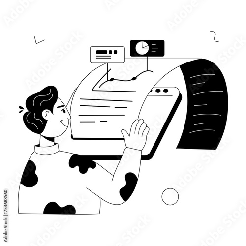 Editable doodle mini illustration of online analytics 