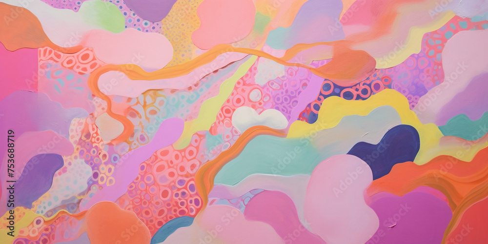 Fototapeta premium Abstract colorful vibrant color explosion art background. Experimental, expressive, thought provoking, artistic, painterly pattern texture wallpaper backdrop