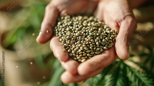 handful of hemp seeds, prized for their protein and omega-3 content