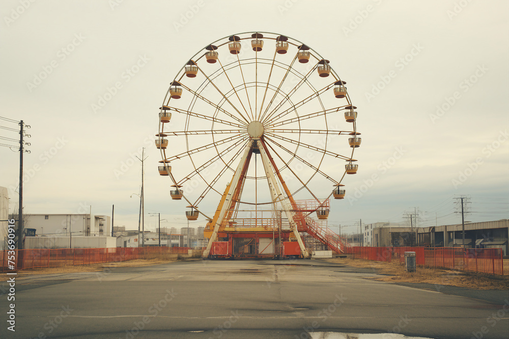 Created with generative AI picture of beautiful ferris wheel in amusement park holidays and entertainment