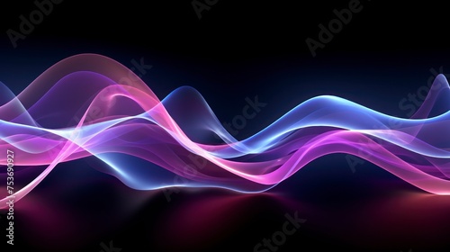 Dark abstract background with a glowing abstract waves abstract smoke background.