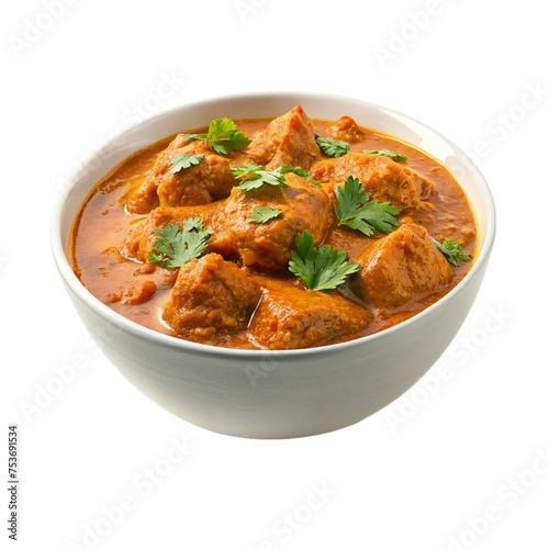 Chicken tikka masala in a bowl isolated on transparent background