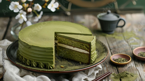 green tea cake photo