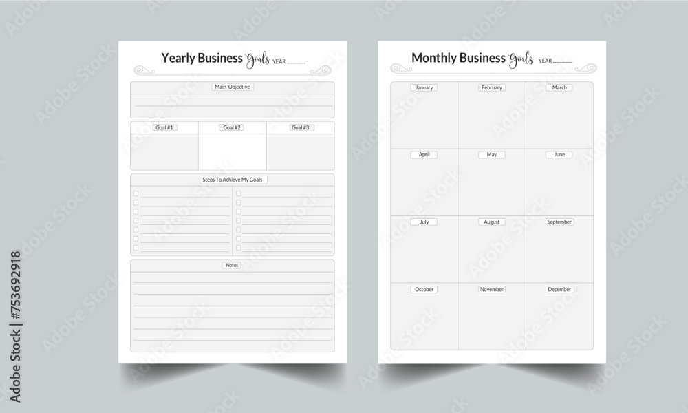 Yearly & Monthly Business Goals Planner Template Yearly & Monthly Business Goals Planner Template