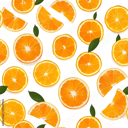 seamless pattern orange cut in half on a transparent or white