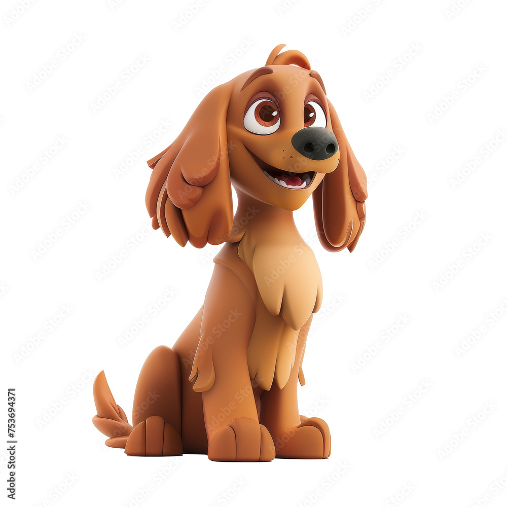 Happy Cartoon Cocker Spaniel Dog Illustration isolated on White background.Cartoon 3D Happy Cartoon Cocker Spaniel Dog Illustration isolated on White background.Cartoon 3D