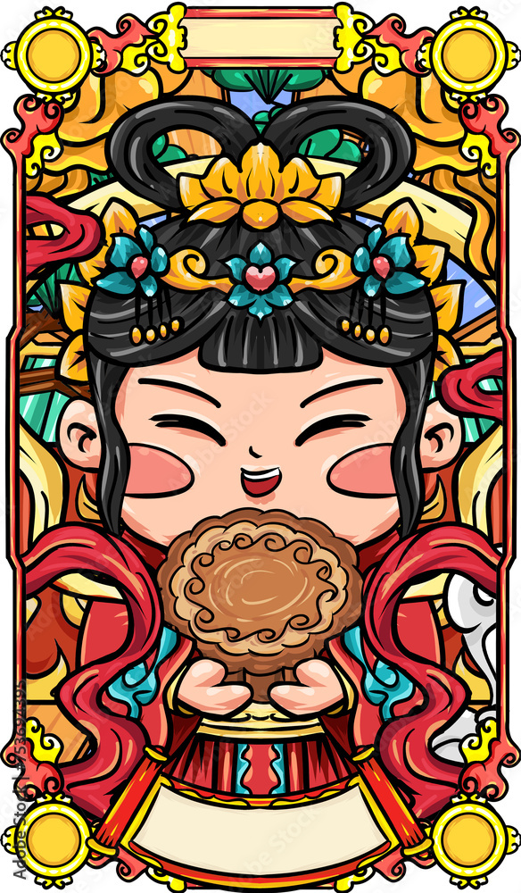 Obraz premium Original hand drawn cartoon Mid-Autumn Festival illustration poster material 
