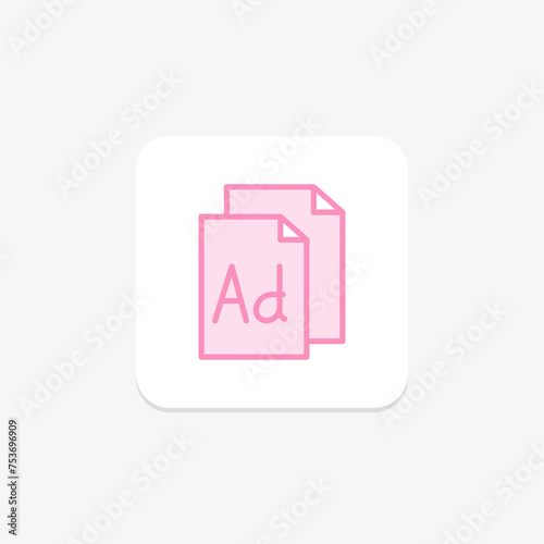 Ad Copy icon, copy, advertising, online, digital duotone line icon, editable vector icon, pixel perfect, illustrator ai file