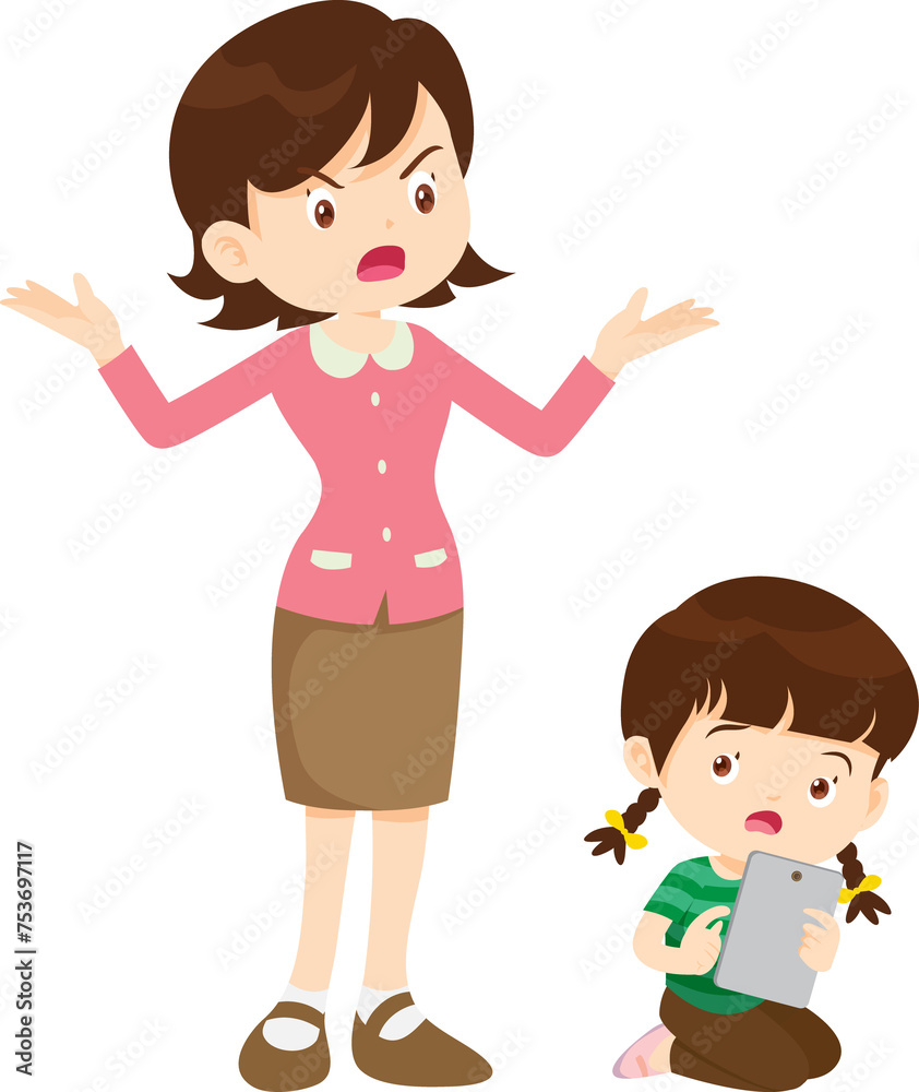 parent angry scold to kid addicted mobile phone