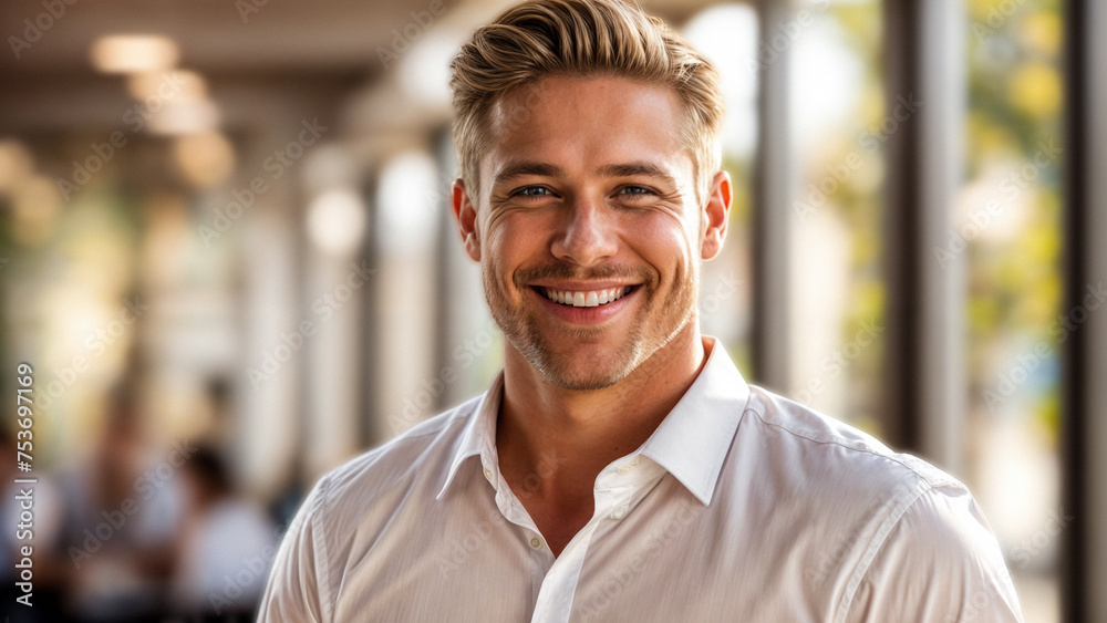 Fototapeta premium Confident middle aged businessman smiling