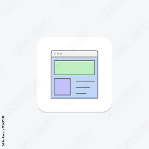 Landing Page icon, page, advertising, online, digital lineal color icon, editable vector icon, pixel perfect, illustrator ai file photo