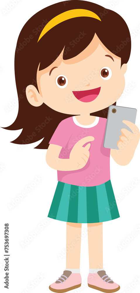 cute kids standing use smartphone and tablet gadget cute kids standing use smartphone and tablet gadget