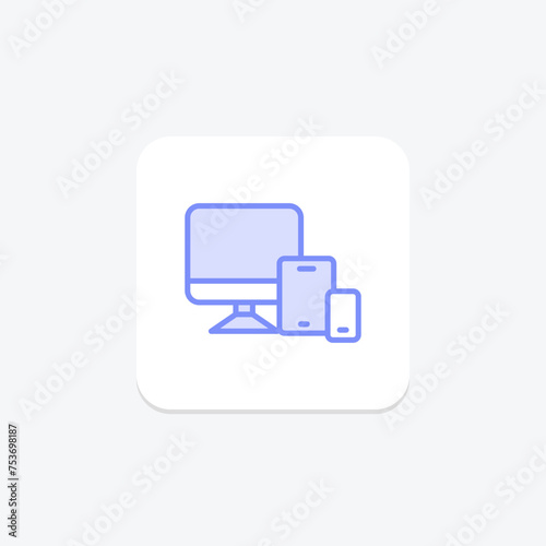 Responsive Design icon, design, web, mobile, app duotone line icon, editable vector icon, pixel perfect, illustrator ai file