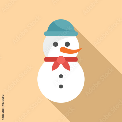 Holiday snowman icon flat vector. Festive season frozen. Happy celebration