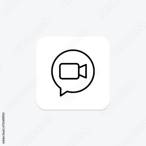 Video Call icon, call, chat, talk, communicate line icon, editable vector icon, pixel perfect, illustrator ai file