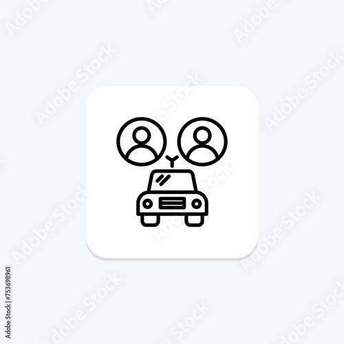 Ride Sharing icon, sharing, car, taxi, travel line icon, editable vector icon, pixel perfect, illustrator ai file photo