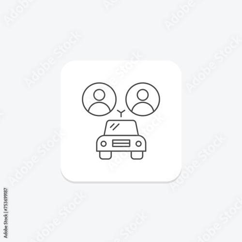 Ride Sharing icon, sharing, car, taxi, travel thinline icon, editable vector icon, pixel perfect, illustrator ai file photo