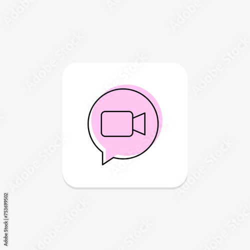 Video Call icon, call, chat, talk, communicate color shadow thinline icon, editable vector icon, pixel perfect, illustrator ai file