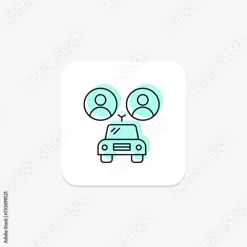 Ride Sharing icon, sharing, car, taxi, travel color shadow thinline icon, editable vector icon, pixel perfect, illustrator ai file photo