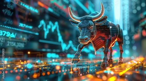 Bullish Market Momentum: Generative AI Illustrates Stocks Running Upwards