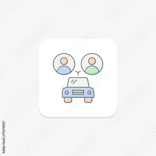 Ride Sharing icon, sharing, car, taxi, travel lineal color icon, editable vector icon, pixel perfect, illustrator ai file photo