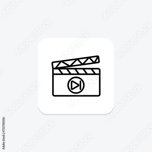 Clapper Board icon, board, slate, film, movie line icon, editable vector icon, pixel perfect, illustrator ai file