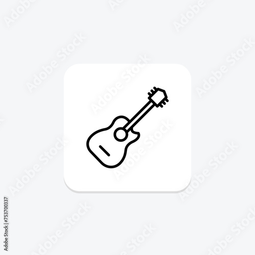 Guitar icon, music, instrument, play, acoustic line icon, editable vector icon, pixel perfect, illustrator ai file
