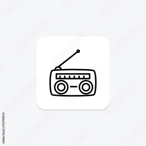 Radio icon, broadcast, station, music, news line icon, editable vector icon, pixel perfect, illustrator ai file