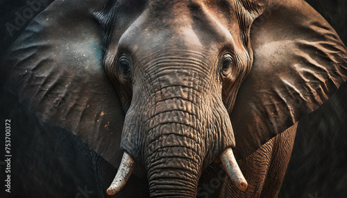 Close up of an elephant portrait. 