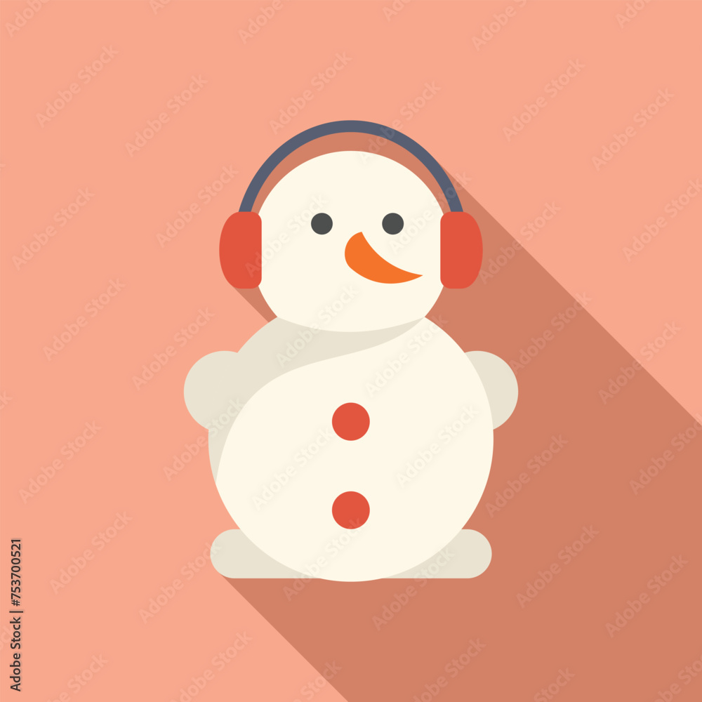 Decoration snowman icon flat vector. Face happy New Year. Tall pack