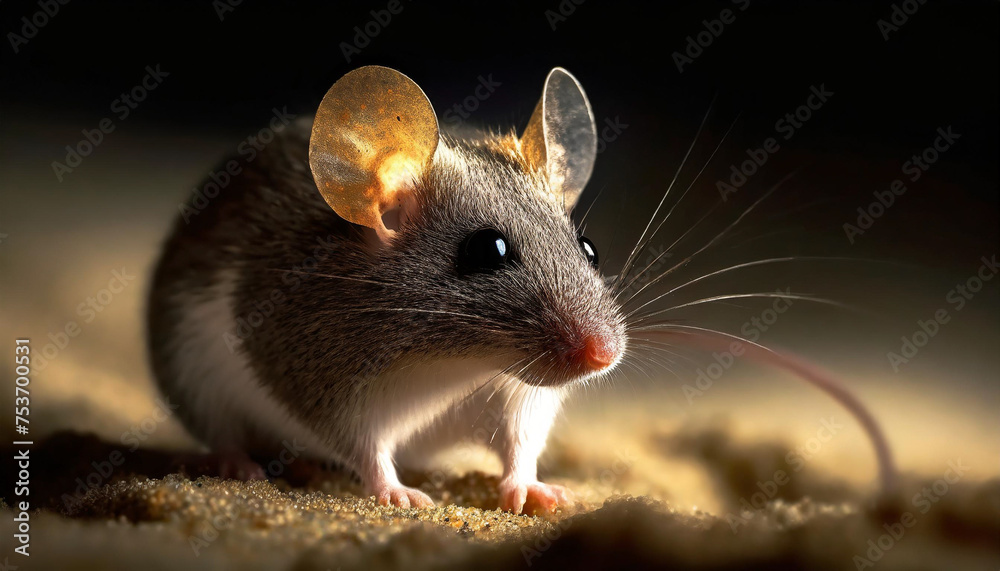 mouse on the sandy shore , dark background mouse on the sandy shore , dark background