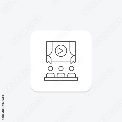 Cinema House icon, house, theater, movie, film thinline icon, editable vector icon, pixel perfect, illustrator ai file