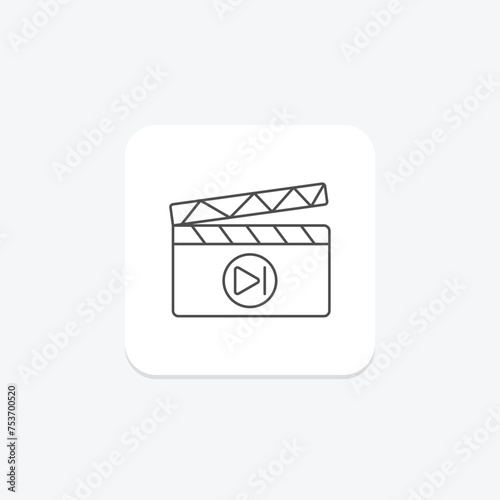 Clapper Board icon, board, slate, film, movie thinline icon, editable vector icon, pixel perfect, illustrator ai file