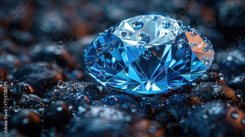 A blue diamond on dark background.