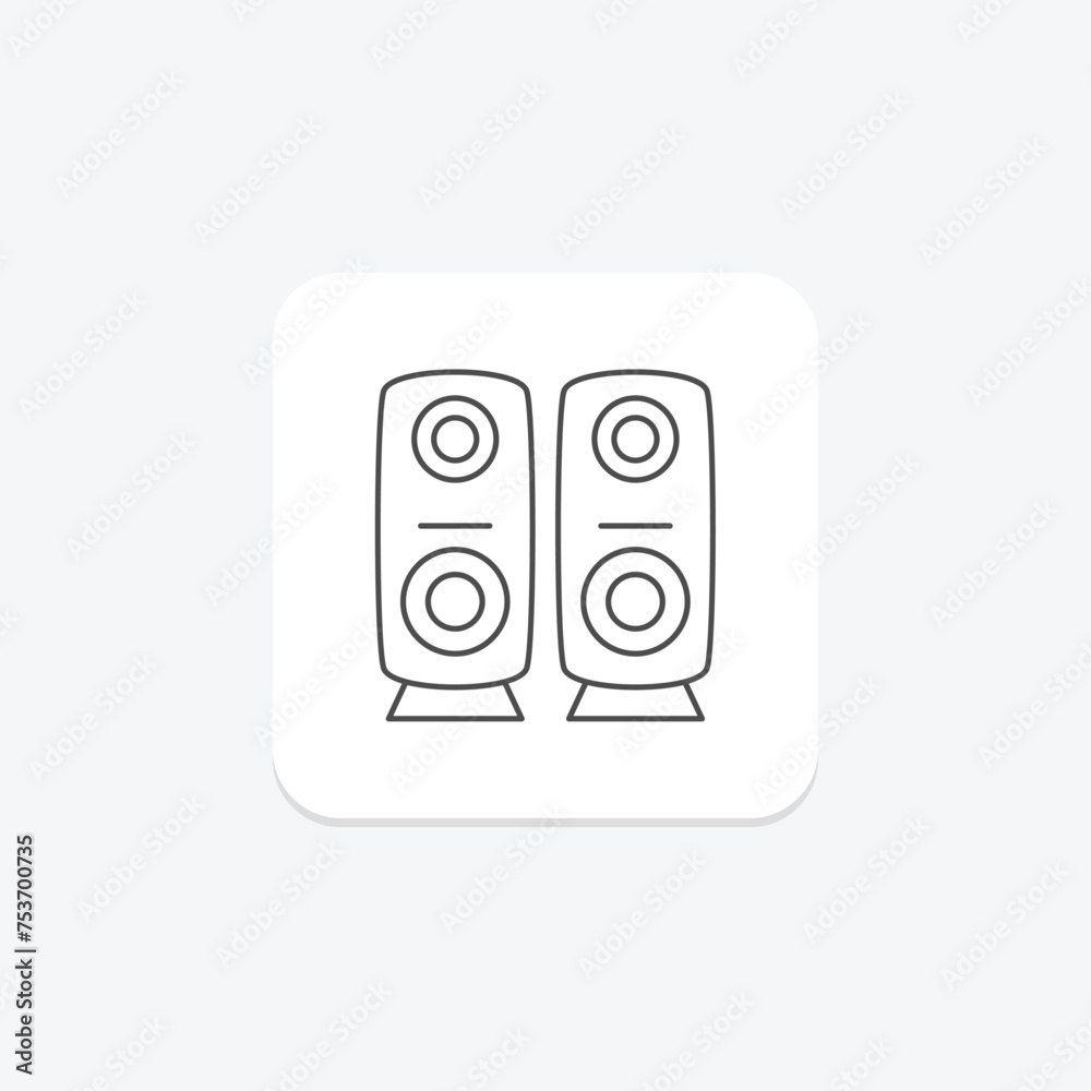 Speaker icon, sound, music, audio, loudspeaker thinline icon, editable vector icon, pixel perfect, illustrator ai file Speaker icon, sound, music, audio, loudspeaker thinline icon, editable vector icon, pixel perfect, illustrator ai file