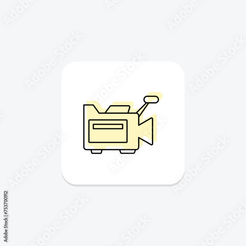 Movie Camera icon, camera, film, video, recording color shadow thinline icon, editable vector icon, pixel perfect, illustrator ai file