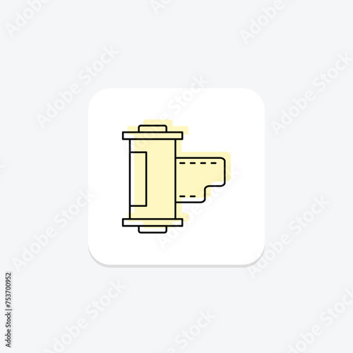 Film Cartridge icon, cartridge, reel, movie, cinema color shadow thinline icon, editable vector icon, pixel perfect, illustrator ai file